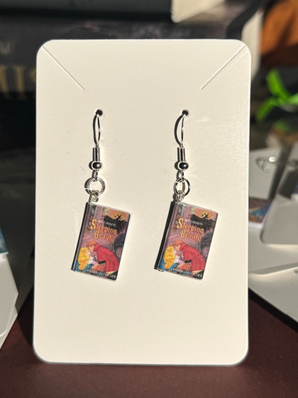 Sleeping Beauty Minature Book Dangle Earrings - Disney